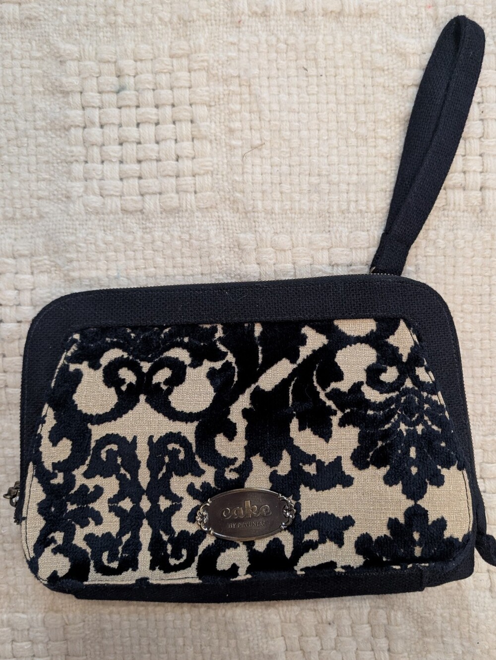 Cake by Petunia Black and Cream Damask Diaper Purse + Wristlet + Changing Pad
